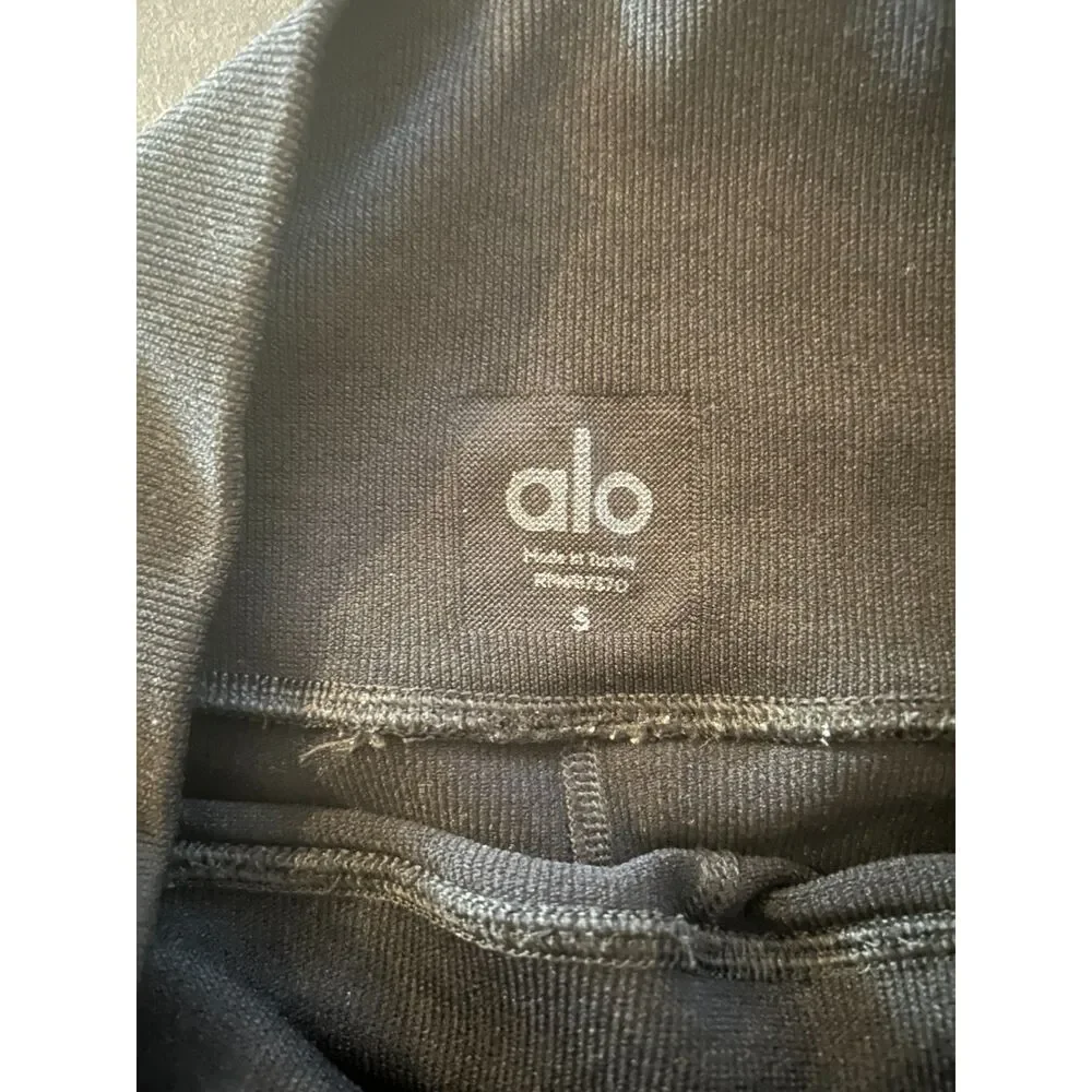 Alo Womens Black Leggings With Rip Braid Patterns Size Small